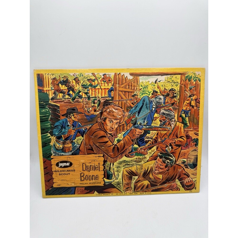 VTG Daniel Boone TV Show Jigsaw Puzzle Indian Warfare Wilderness Scout Jaymar